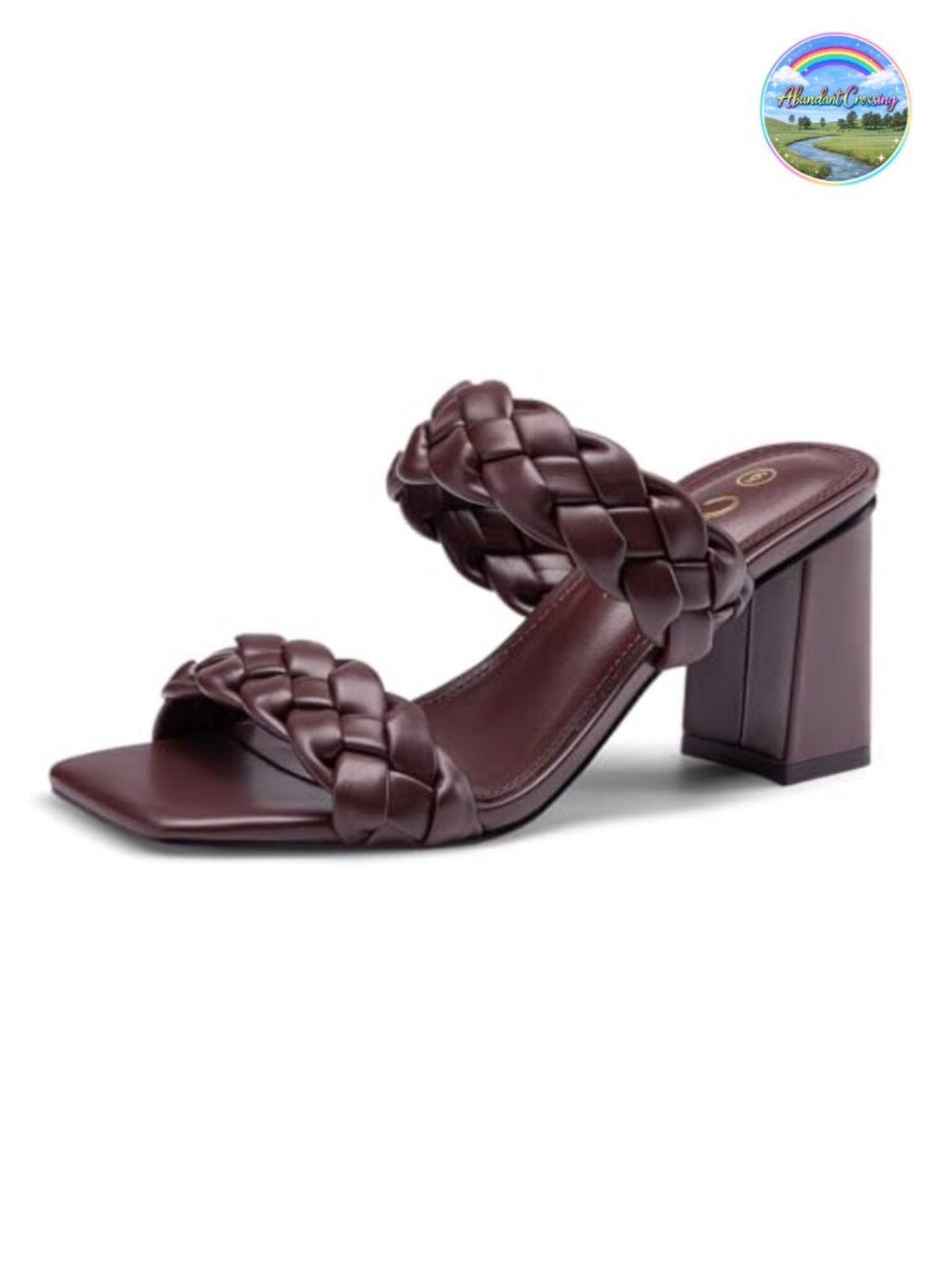 Braided Square Open Toe Chunky Block Heel Sandals Slip On Summer Heels